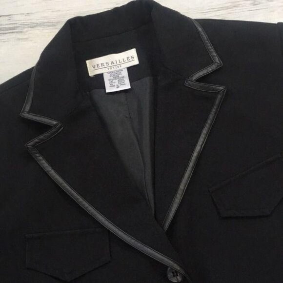 Versailles Blazer Jacket Suit Coat Black 8 Petite - Picture 2 of 8